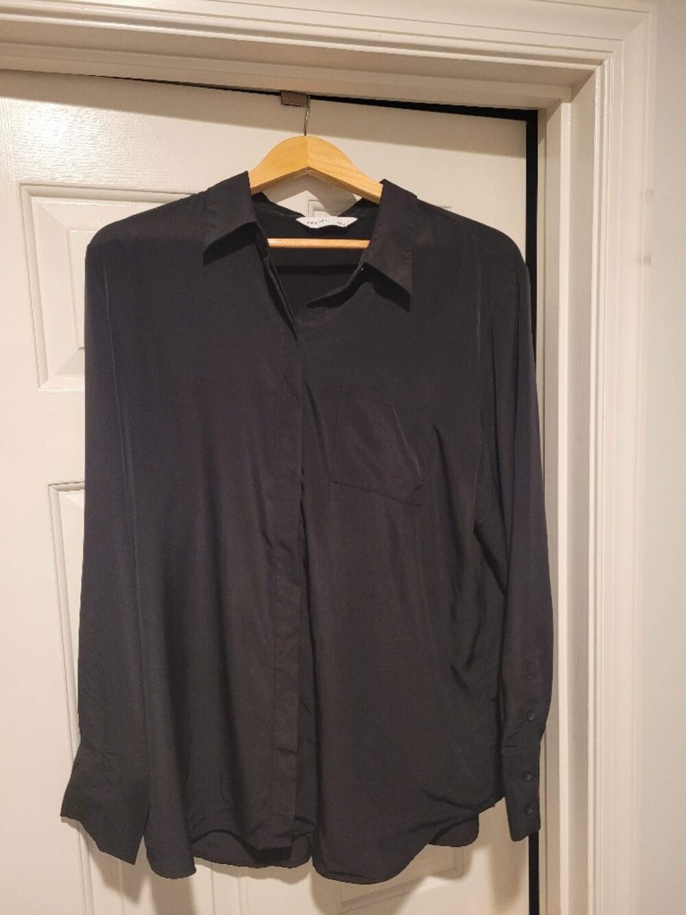 Nine West Black Long Sleeve Button Down Shirt Blouse